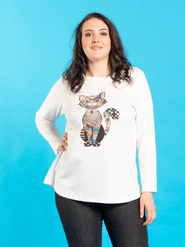 T-SHIRT GATTO M/LUNGA